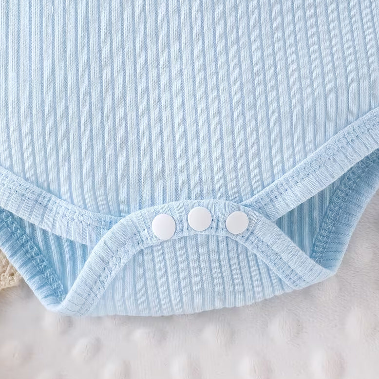 3PCS Sweet Bow Embroidery Overalls Denim Baby Set