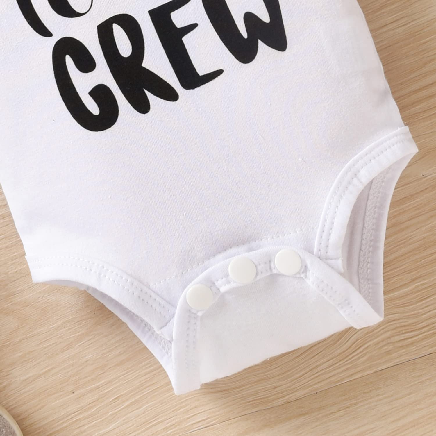 3PCS New To The Crew Letter Stripe Printed Baby Set