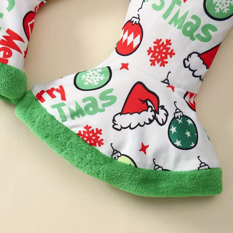 3PCS Sweet Letter Holiday Print Long Sleeve Baby Girl Set