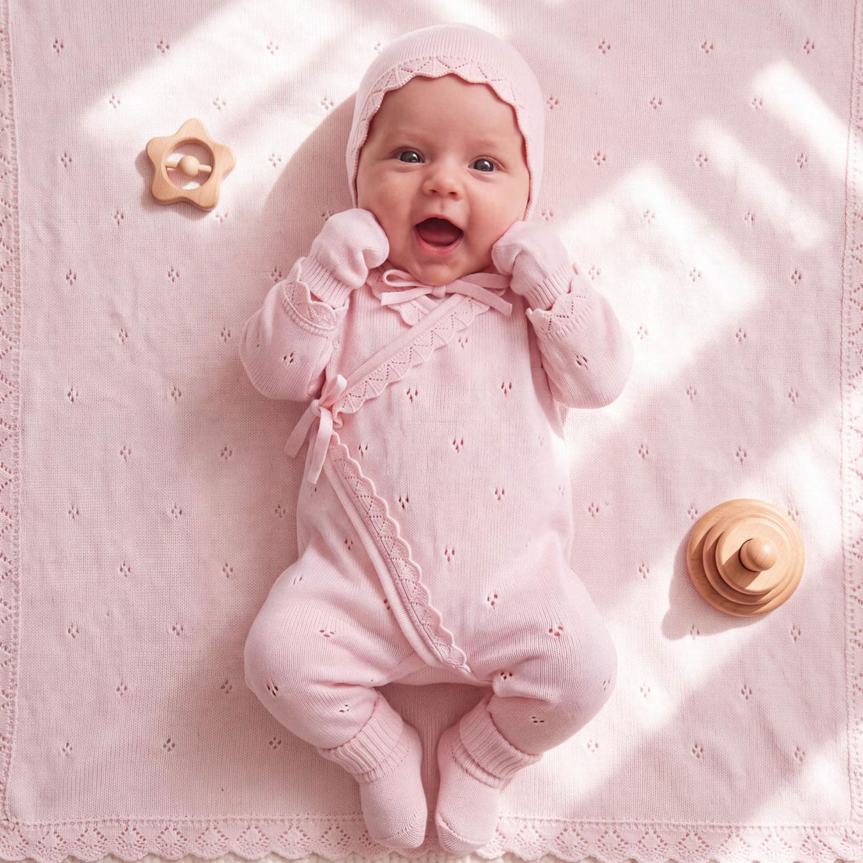 2PCS Lovely Solid Color Knit Long Sleeve Baby Girl Jumpsuit