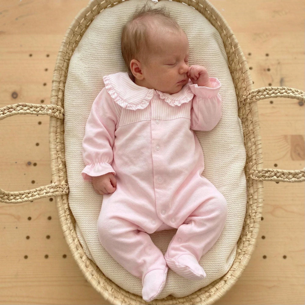 Gorgeous Solid Color Stripe Printed Long Sleeve Baby Girl Jumpsuit