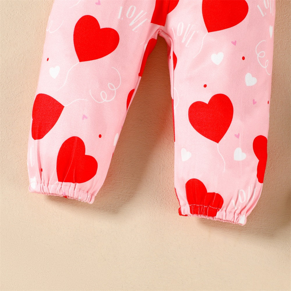 3PCS Daddy's Little Girl Letter Heart Print Long Sleeve Baby Set