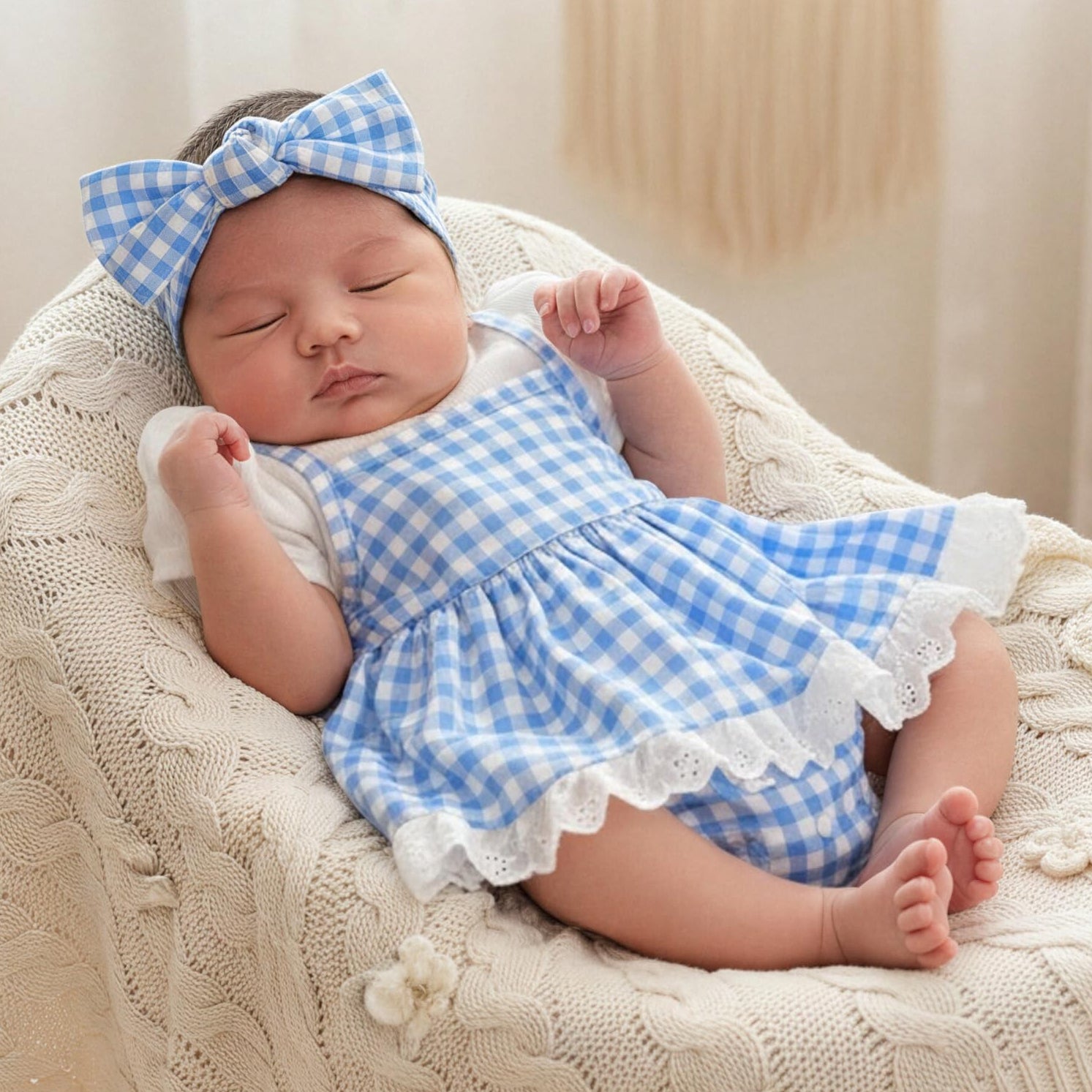 2PCS Cheerful Faux Layered Plaid Print Short Sleeve Baby Romper