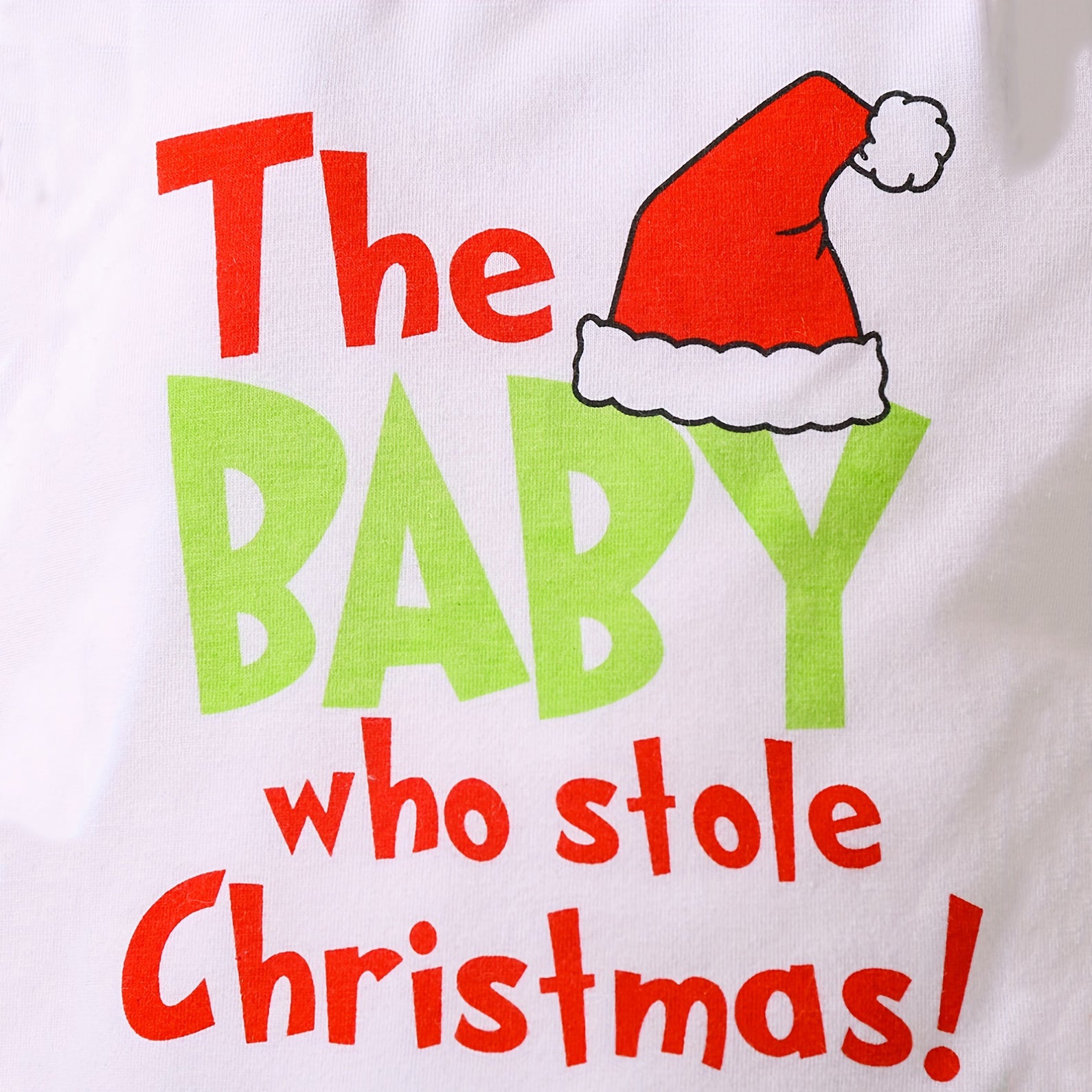 Ensemble pour bébé pelucheux imprimé lettre de Noël adorable 2 pièces