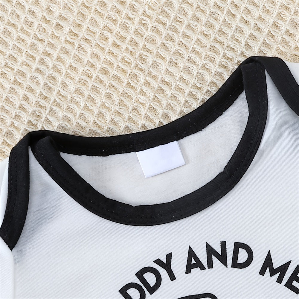 2PCS Daddy and Me Best Buddies for Life Letter Print Baby Set