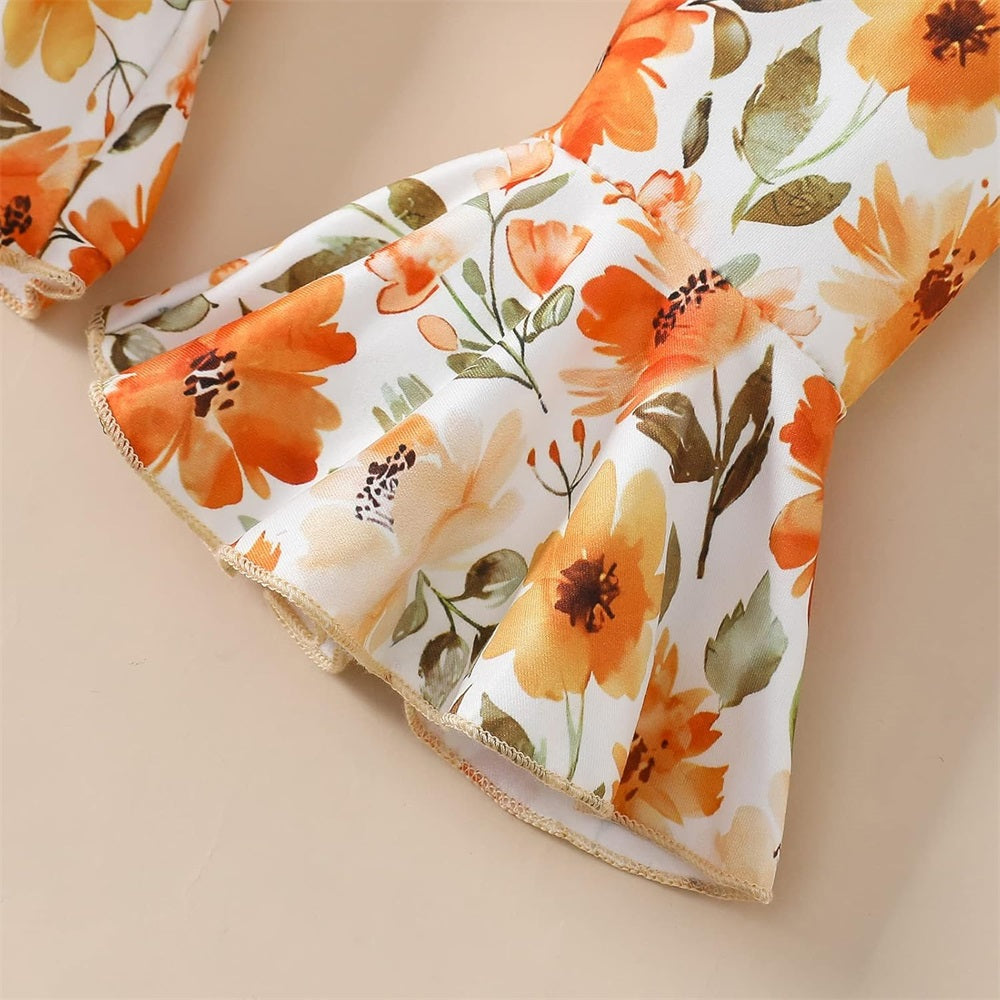 3PCS Trend Lovely Floral Print Long Sleeve Baby Set