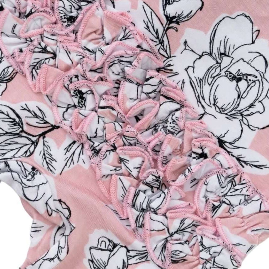 Allover Graceful Floral Printed Zipper Baby Jumpsuit