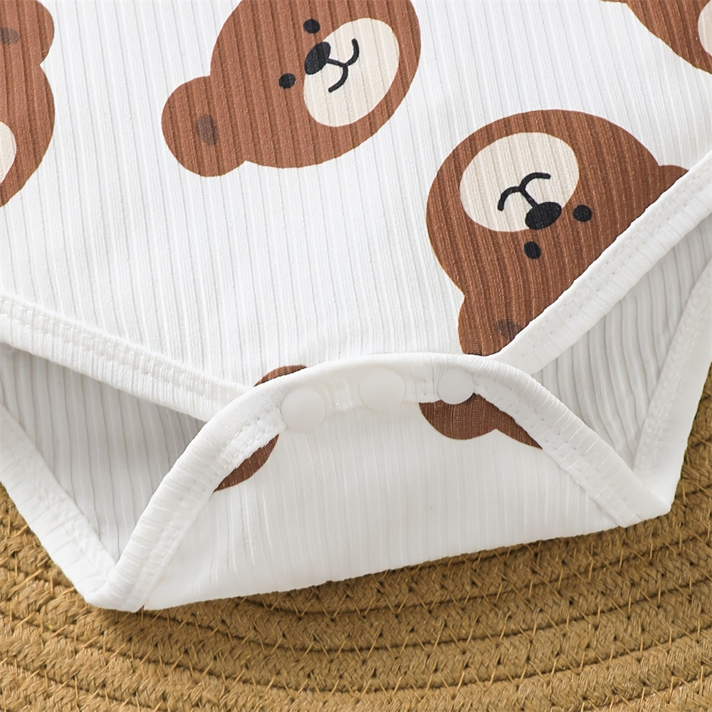 Summer Cute Bear Printed Short Sleeve Baby Set