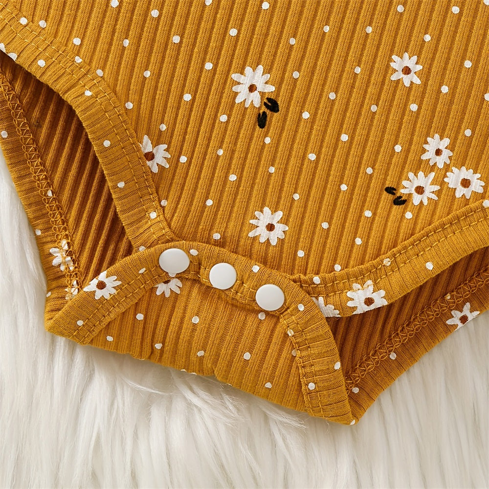 3PCS Stylish Cute Floral Printed Long Sleeve Baby Set