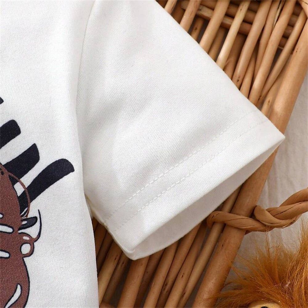 Summer Casual Lion Printed Short Sleeve Baby Jumpsuit