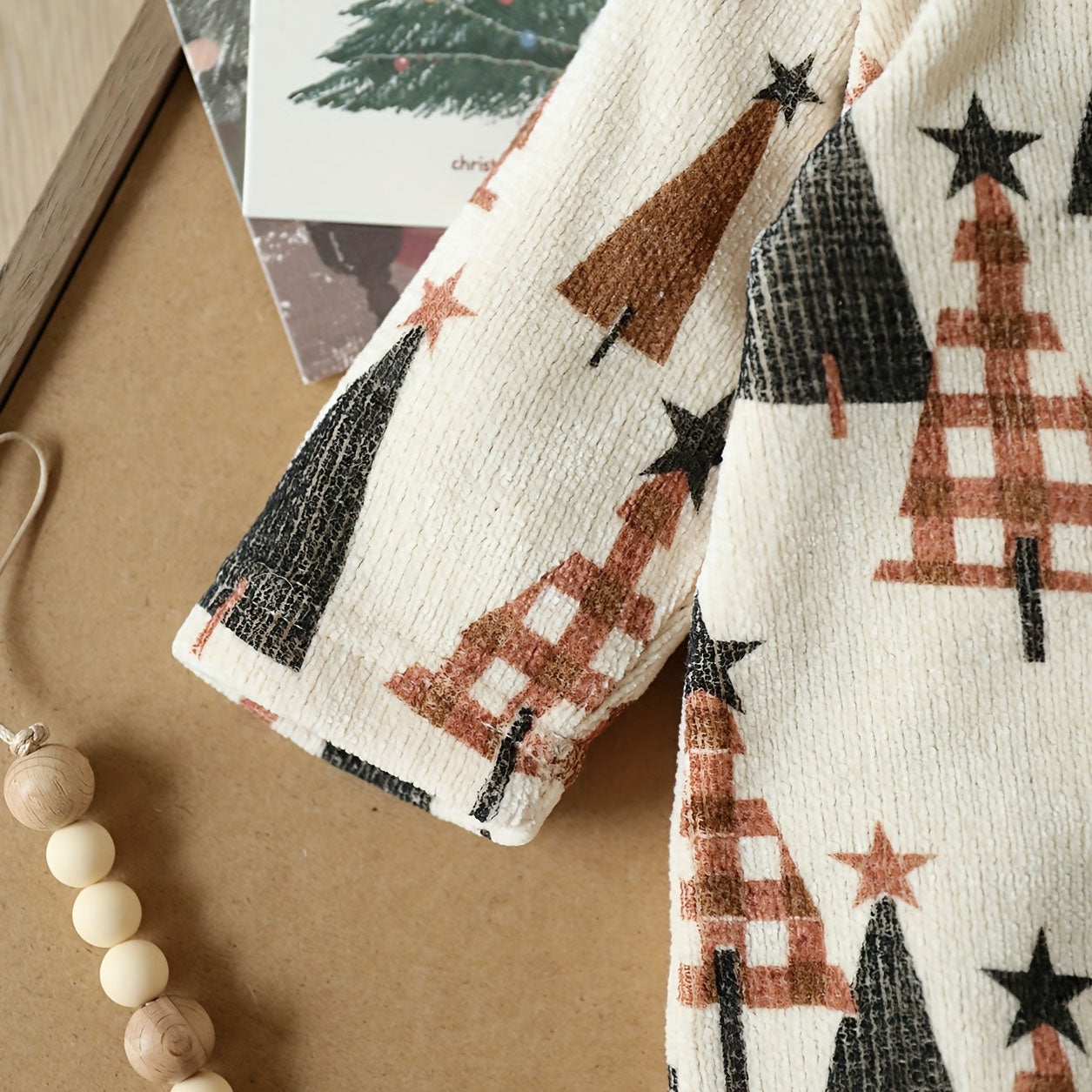 Cute Christmas Tree Print Long Sleeve Zipper Baby Jumpsuit