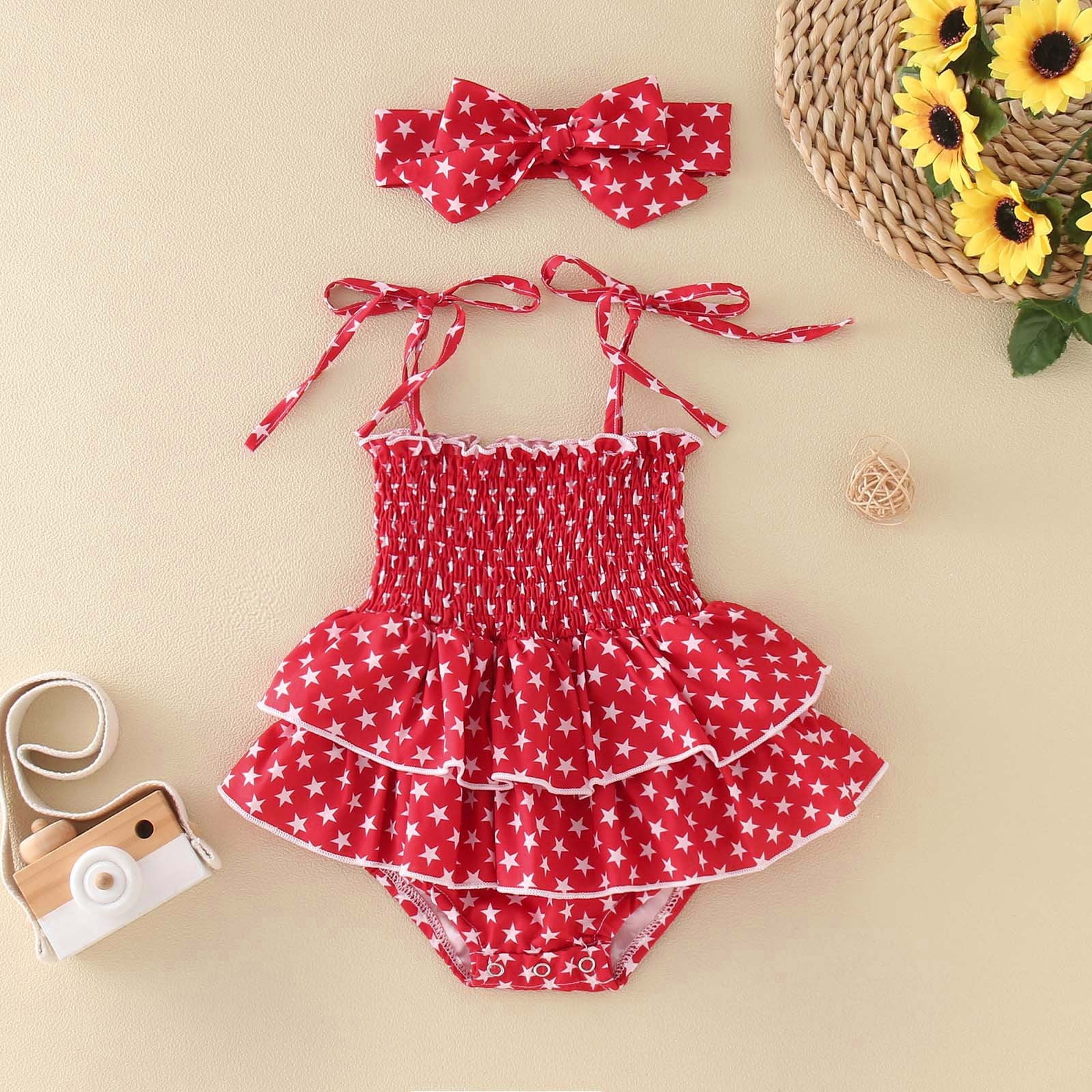 2PCS Cute Star Printed Sleeveless Baby Romper
