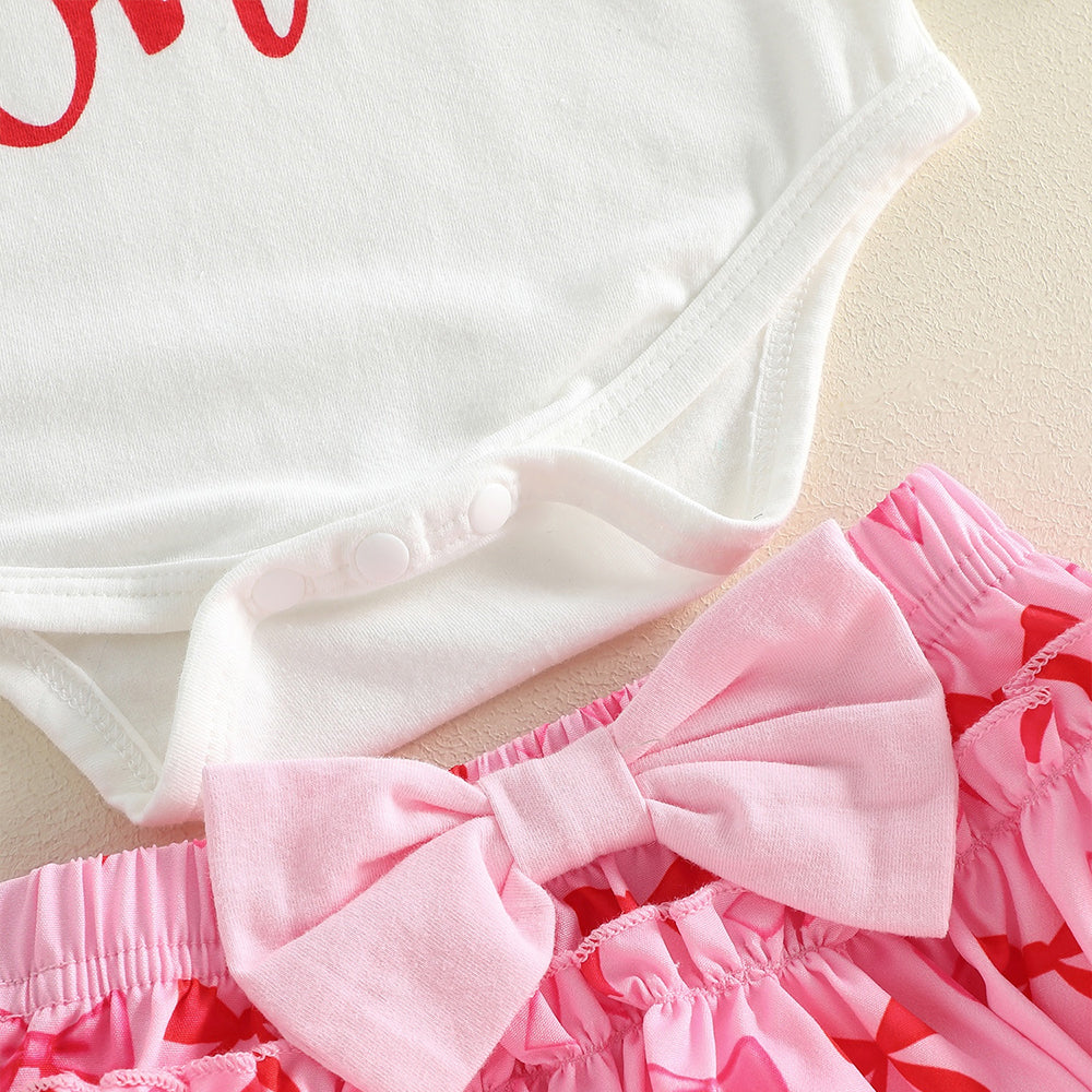 4PCS Half Way To One Letter Bow Print Long Sleeve Baby Set