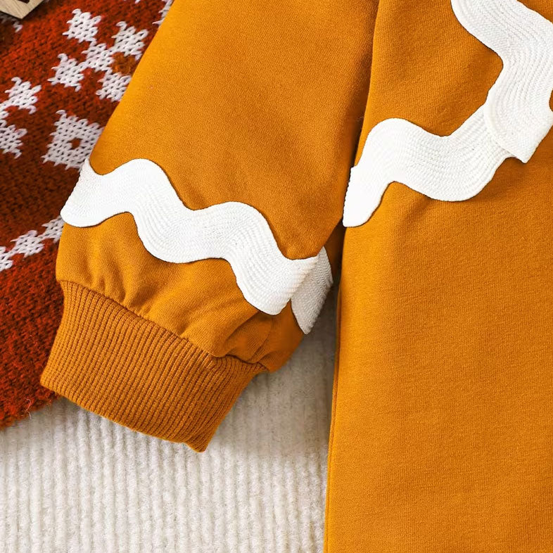 2PCS Christmas Gingerbread Decor Long Sleeve Baby Jumpsuit