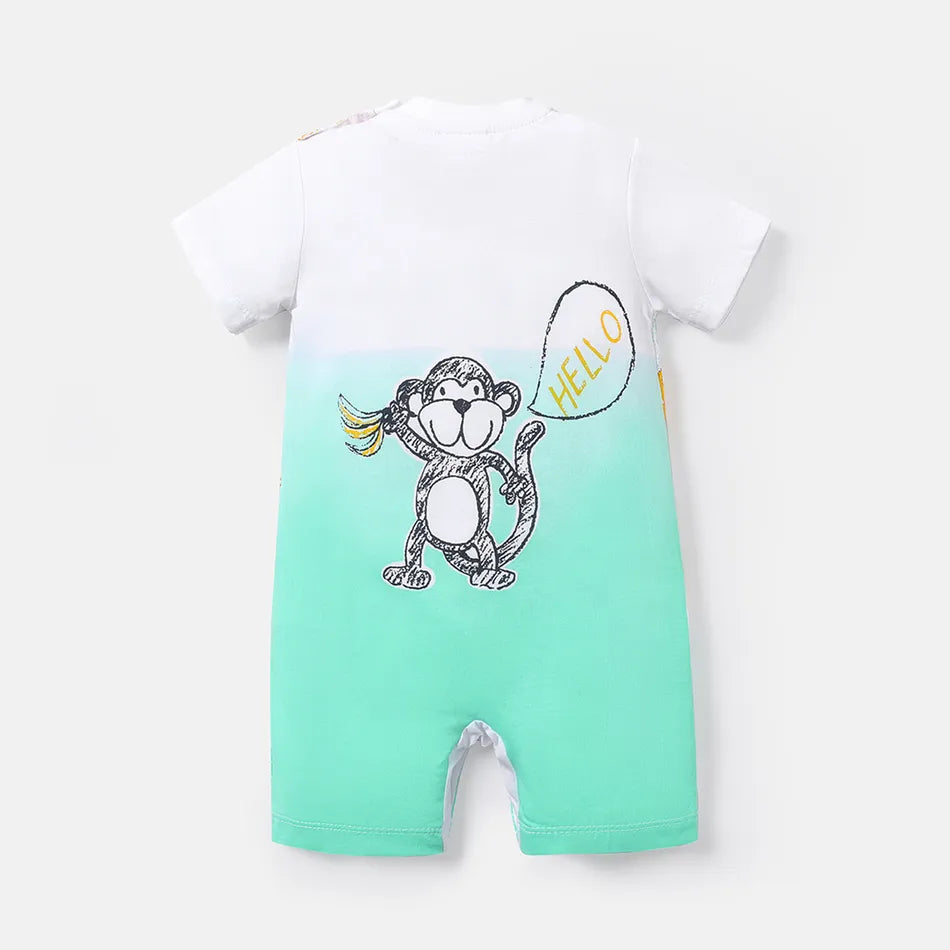 Precioso mono de bebé con estampado de animales de lápiz de colores