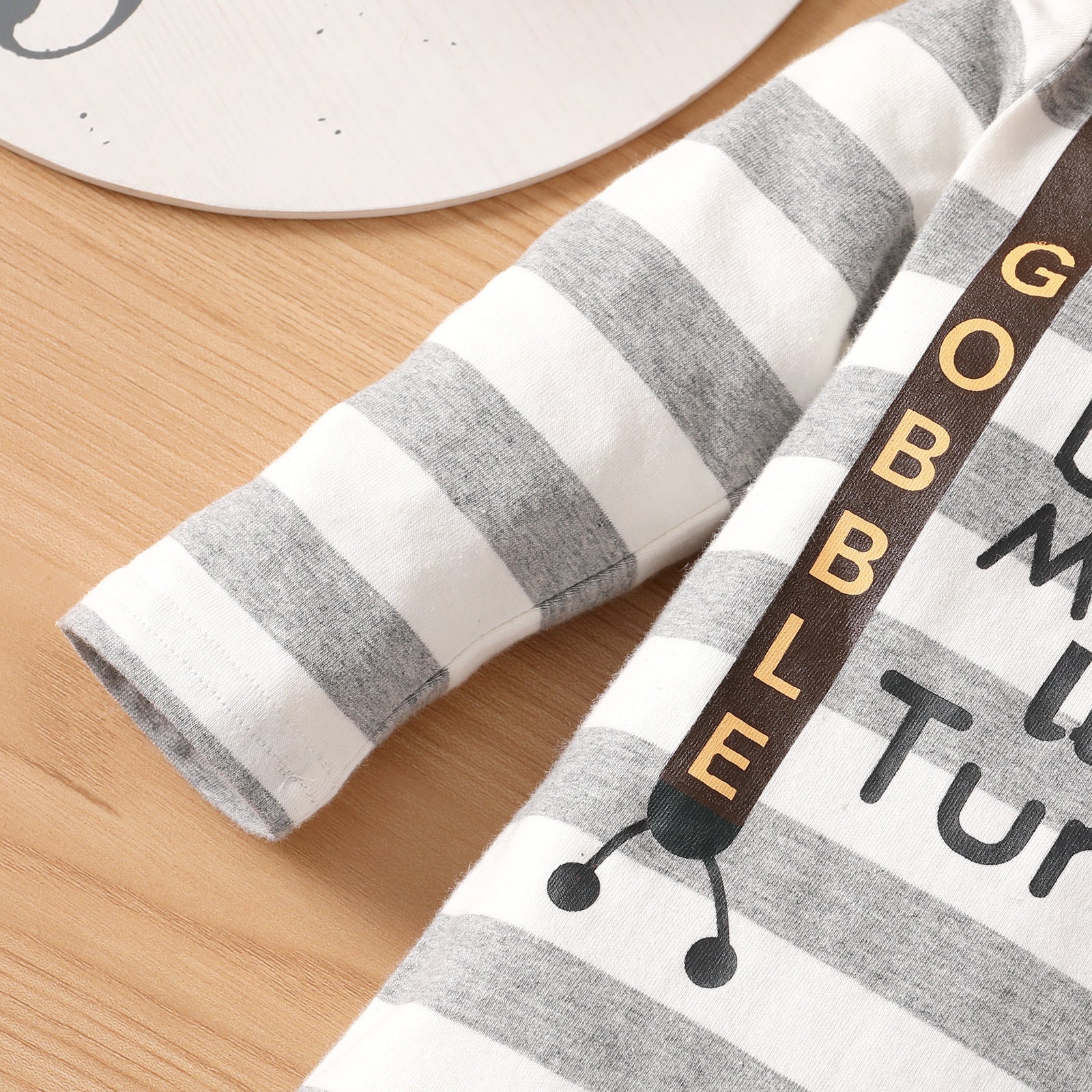 2PCS Thanksgiving Daddy Mommy's little Turkey Letter Printed Baby Jumpsuit