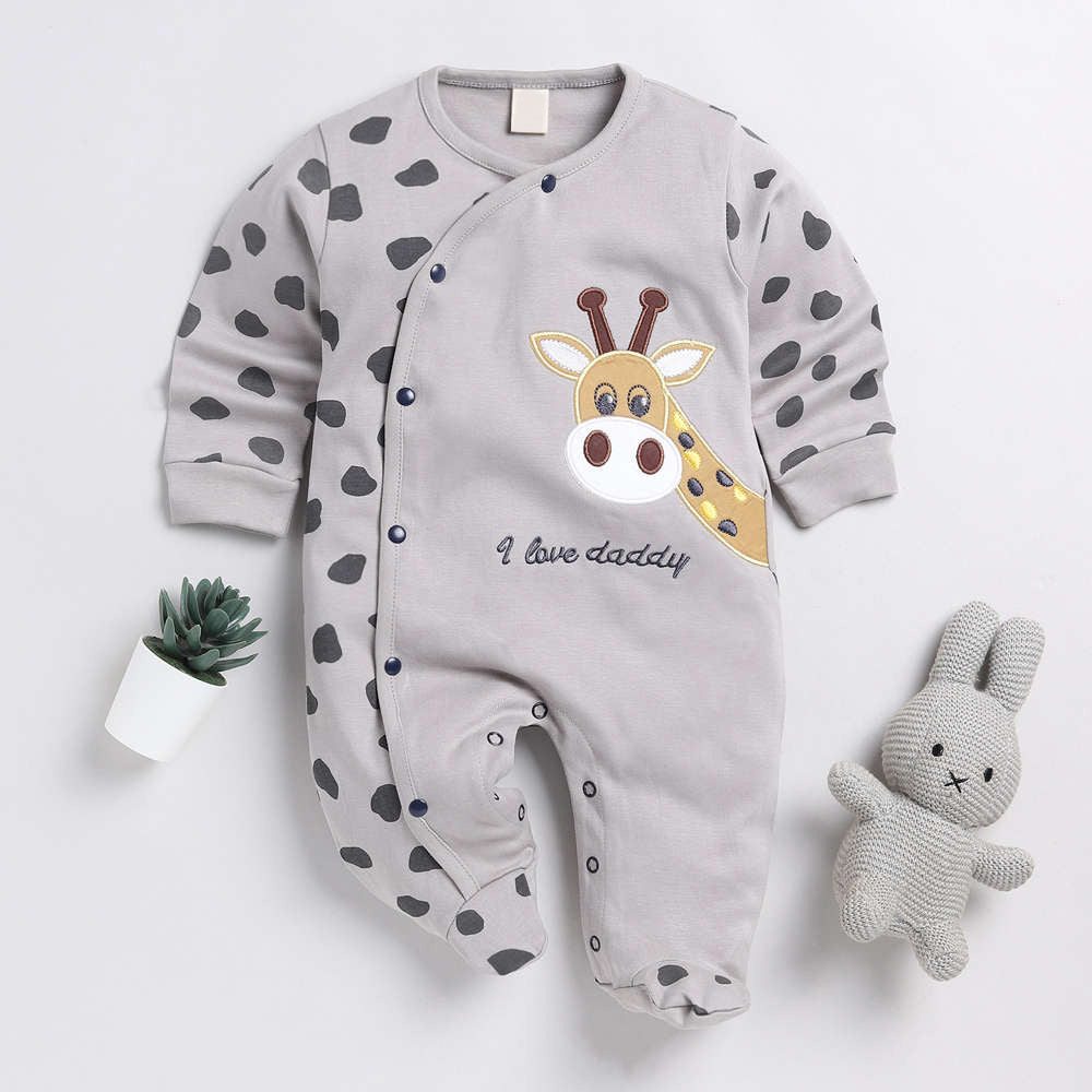 Lovely Giraffe Printed Long Sleeve Baby Jumpsuit