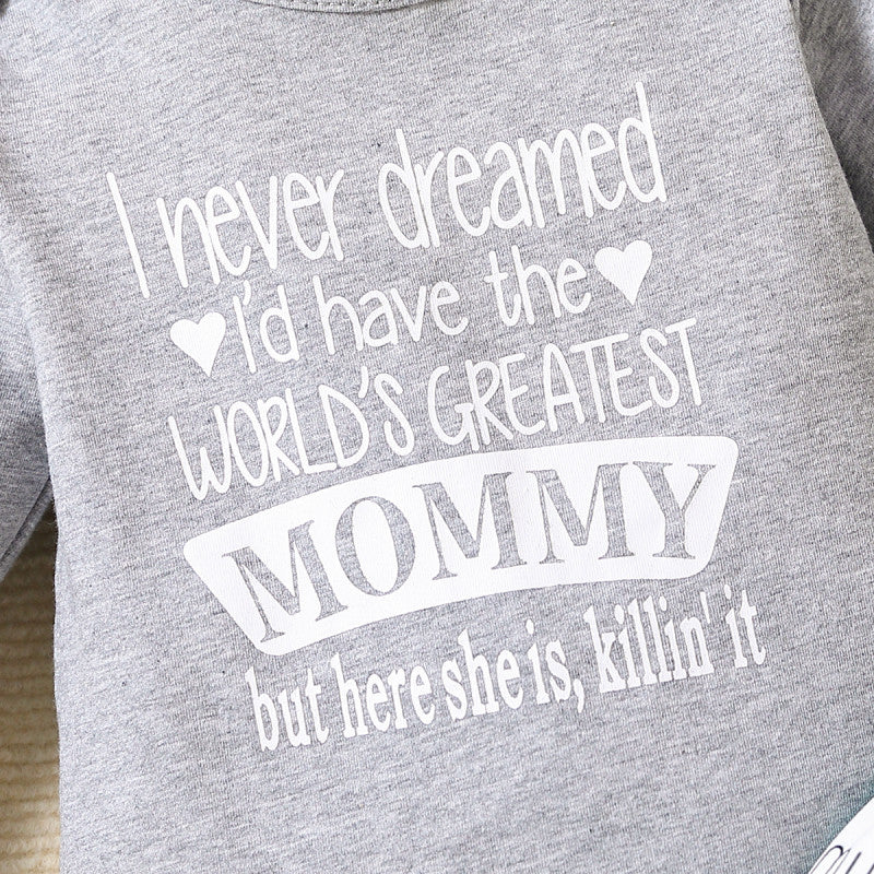 Juego de 3 piezas con estampado de galletas y letras de "I Never Dreamed I'd Have The World's Greatest Mommy"