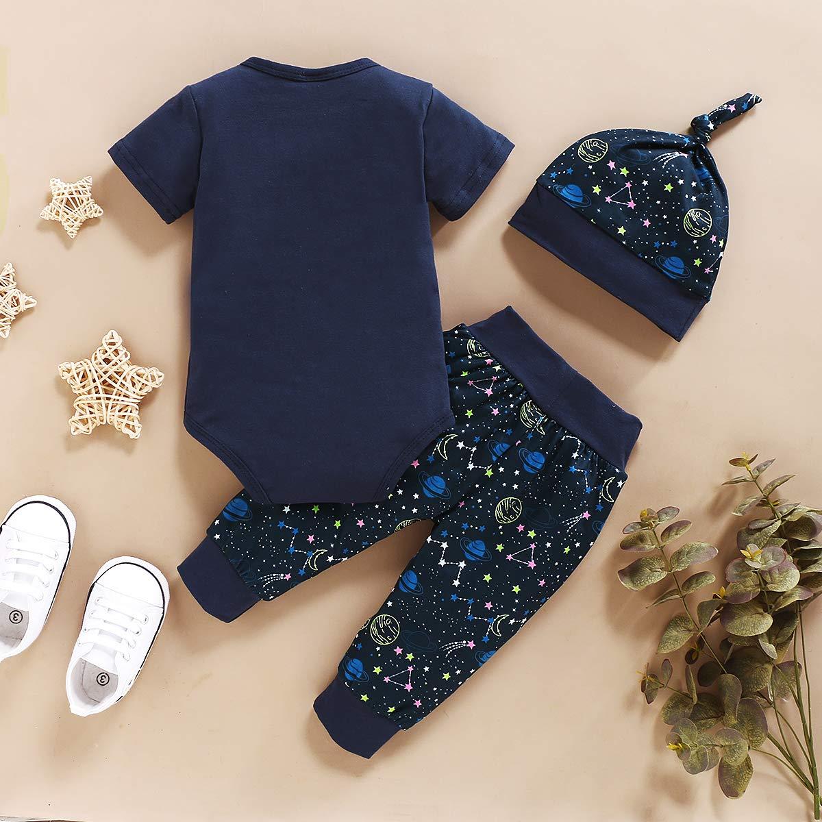 3PCS Love You To The Moon And Back Printed Baby Set