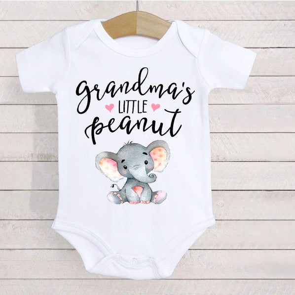 Grandma's Little Peanut Letter Printed Romper