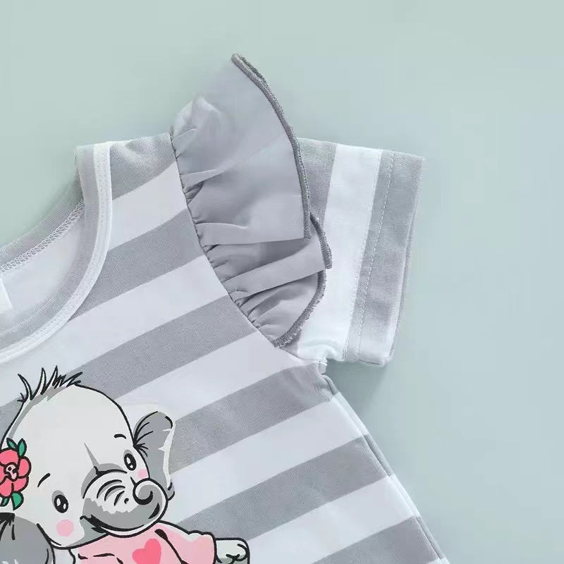 3PCS Lovely Elephant Printed Baby Set