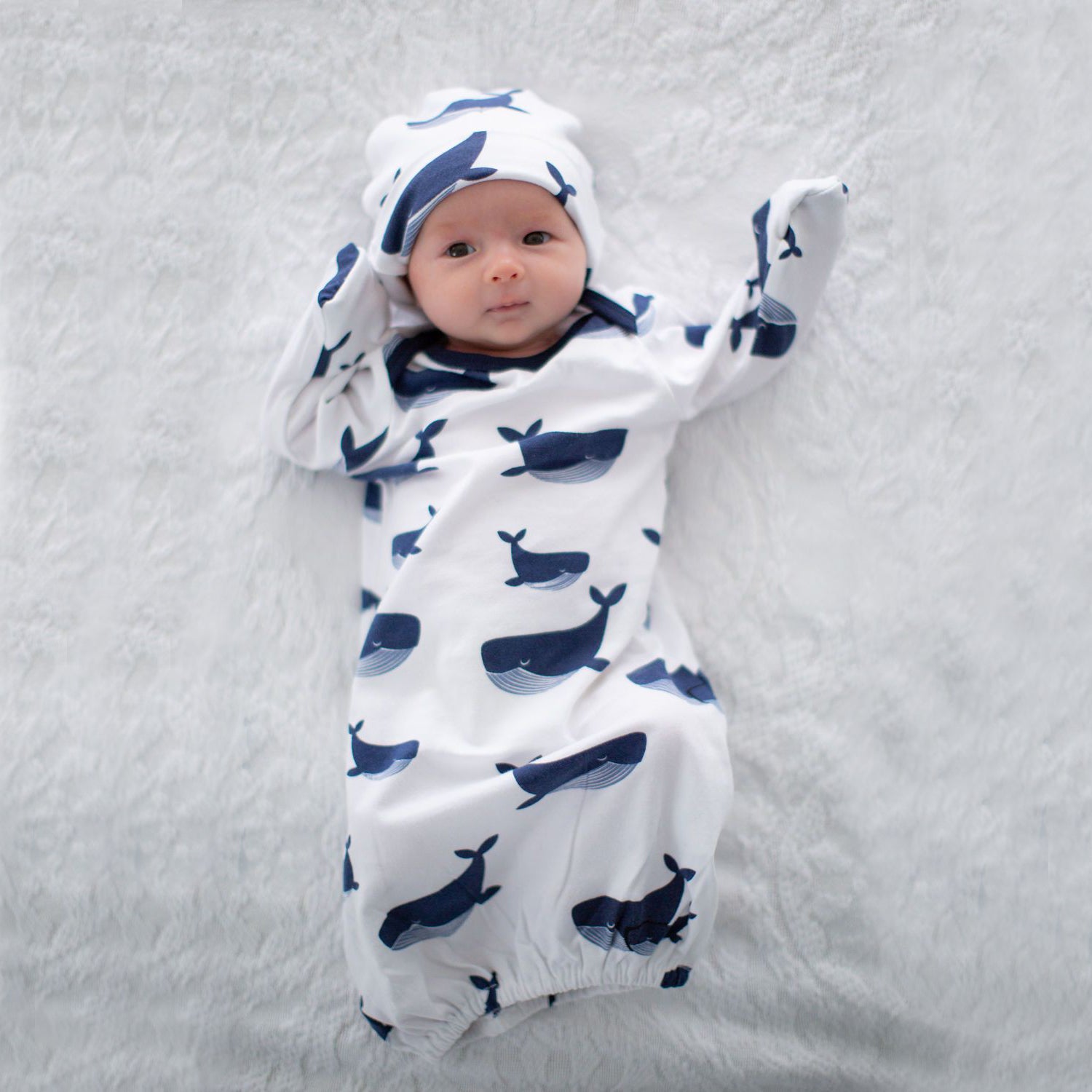 2PCS Newborn Whale Printed Sleeping Bag Set