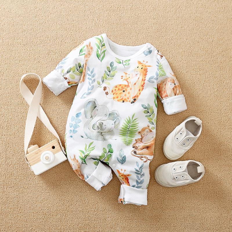 Mono de bebé con estampado de animales animados