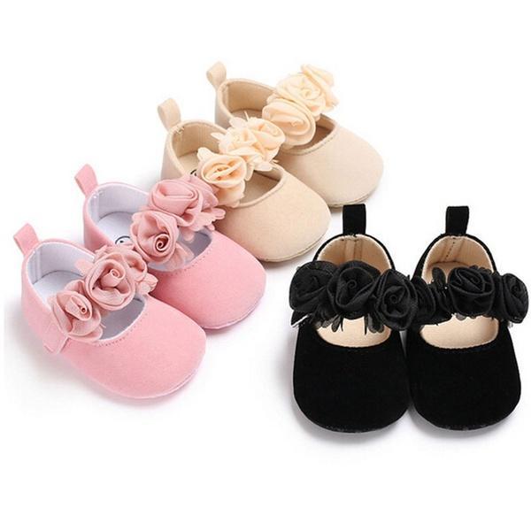 Solid Color 3D Flower Princess Athletic Baby Girl Shoes