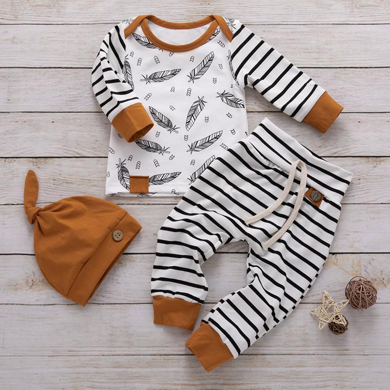 Baby Boy Girl Striped Pants Clothes Outfits Set