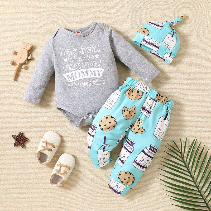 Juego de 3 piezas con estampado de galletas y letras de "I Never Dreamed I'd Have The World's Greatest Mommy"