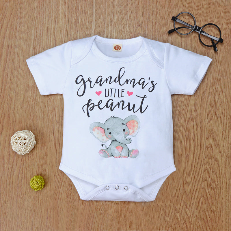 Grandma's Little Peanut Letter Printed Romper