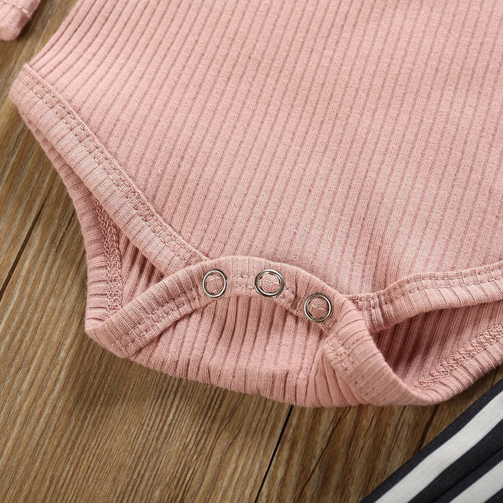 Ruffled Bodysuit and Striped Belted Pants