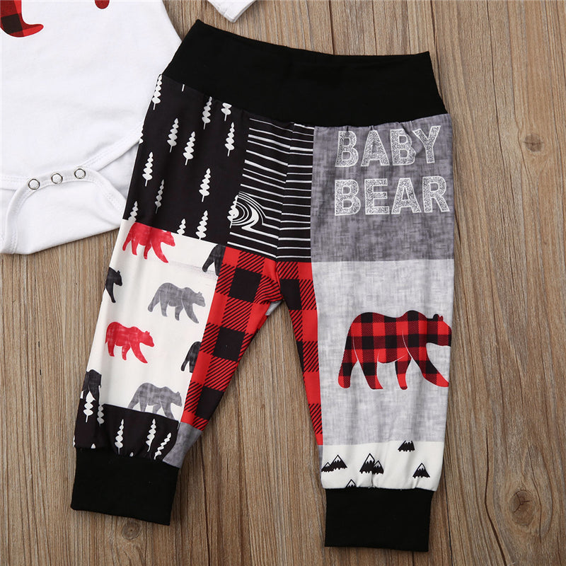 3PCS Cute Bear Printed Baby Set