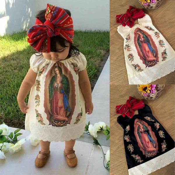 2 piezas lindo vestido de bebé estampado Virgen María