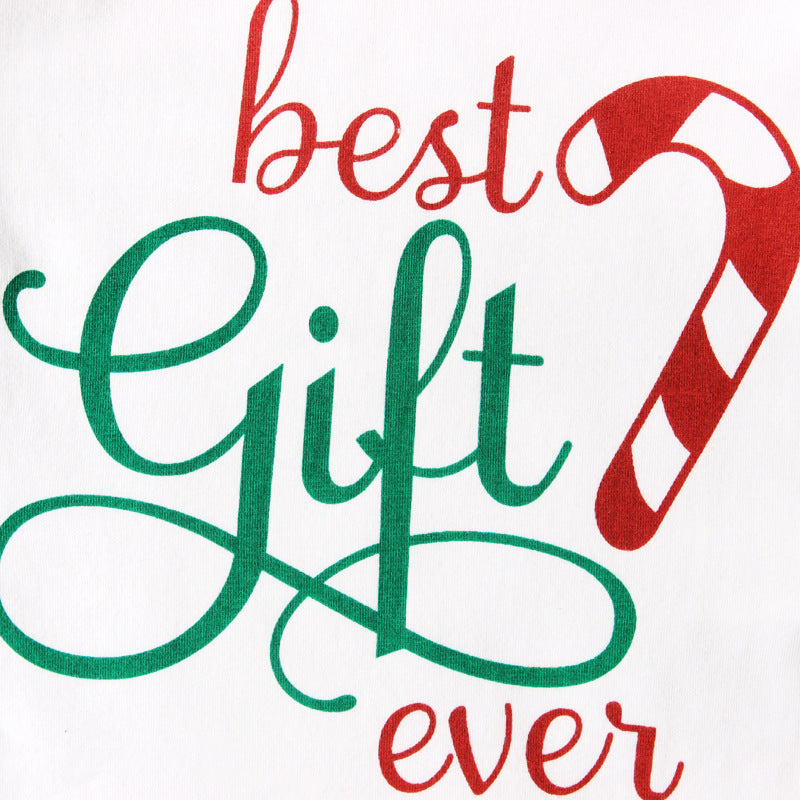 Conjunto de bebé con estampado de rayas navideñas y letras, el mejor regalo de 3 piezas