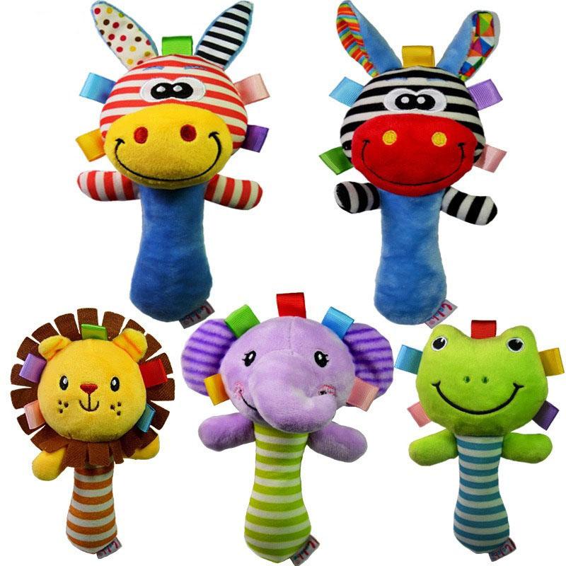 Sonajeros de muñeca para bebé, suaves, de un solo animal lindo