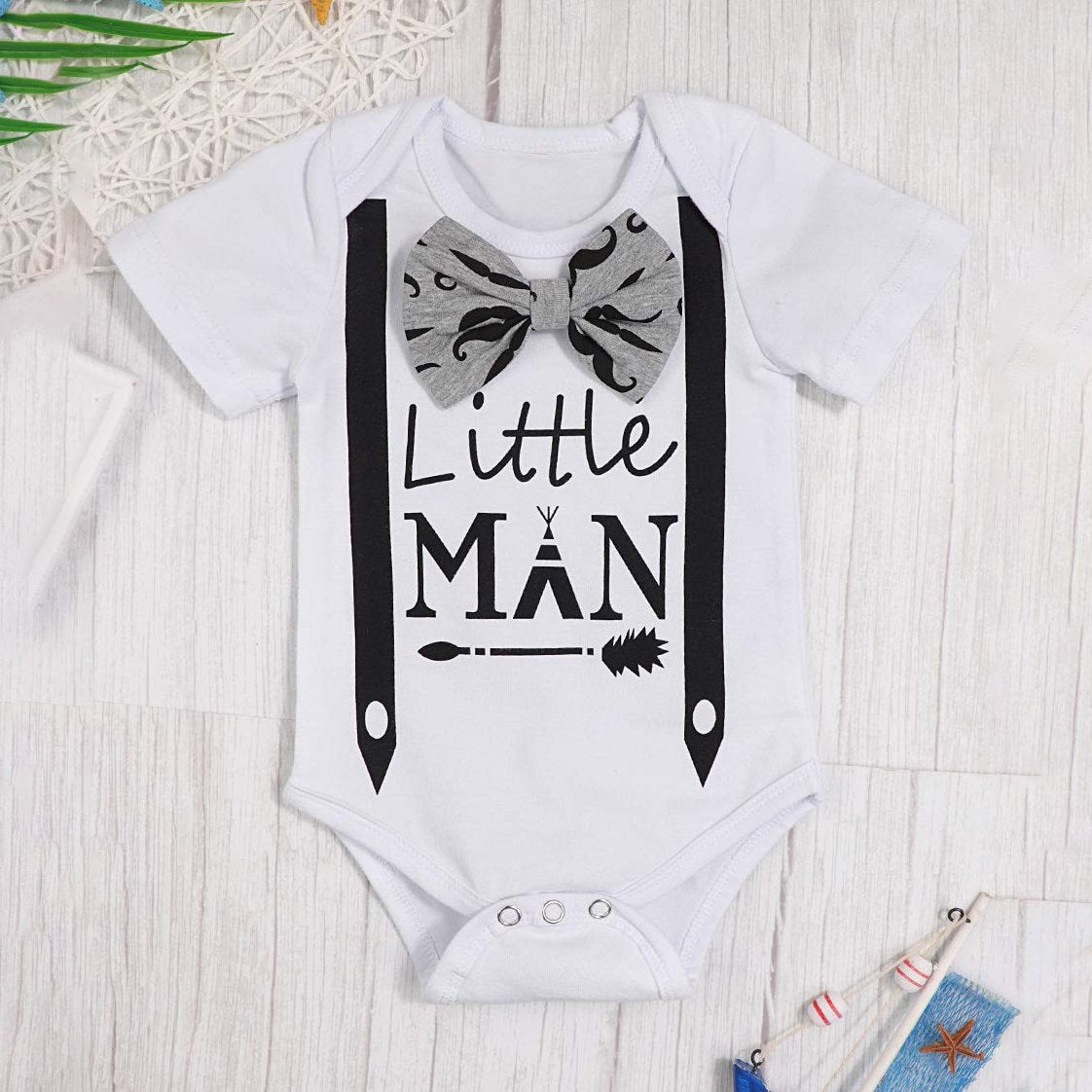 3PCS Cool Little Man Beard Printed Baby Set