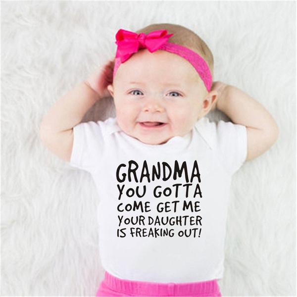 Grandma You Gotta Come Get Me Letter Printed Baby Romper