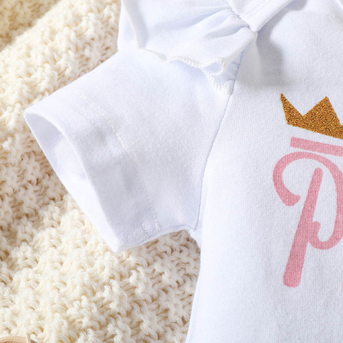 Ensemble 3 pièces pour bébé floral imprimé lettre la princesse est arrivée