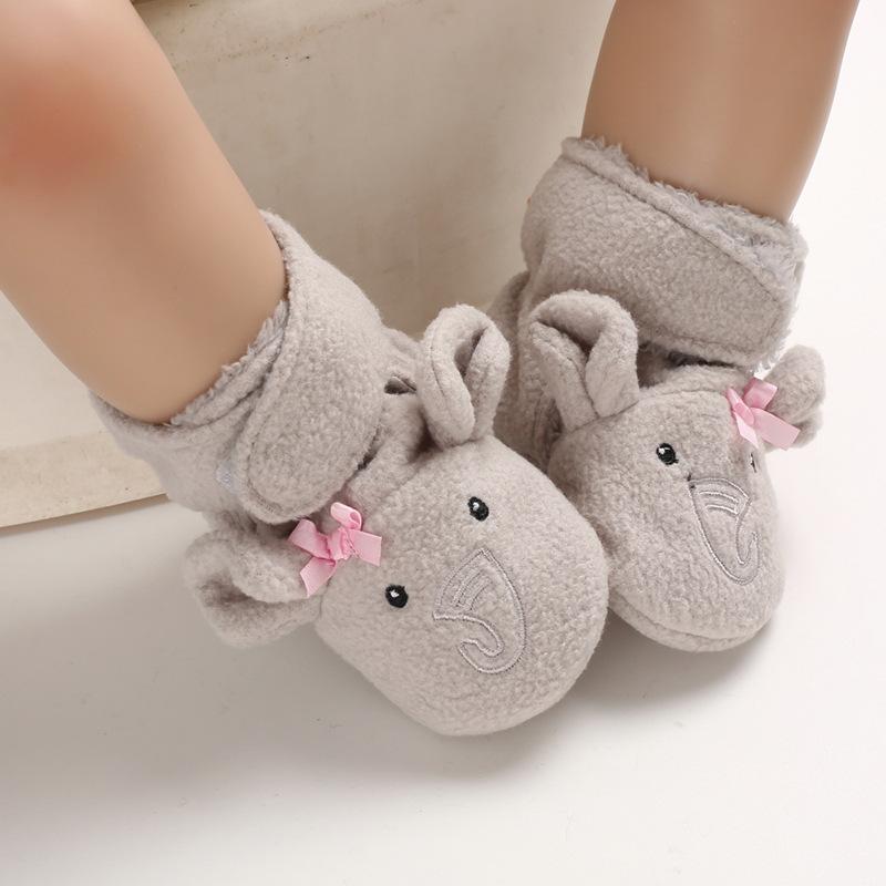 Precioso elefante 3D impreso cálido botas de felpa zapatos de bebé