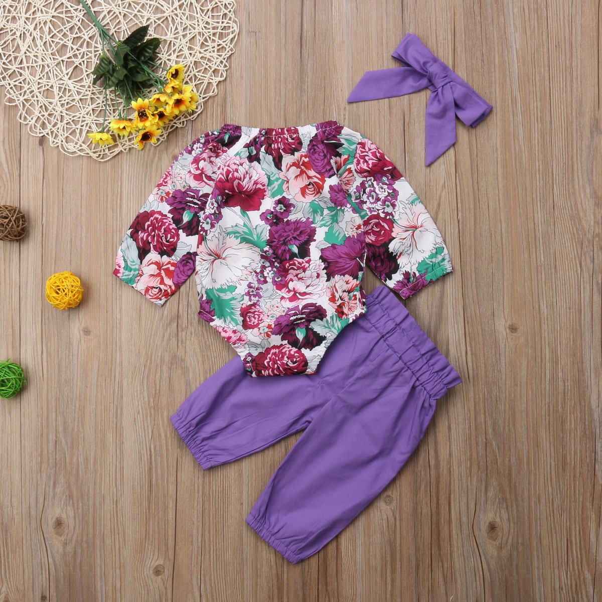 Baby Girls Tops Romper Floral Pants Leggings Outfit Set Clothes