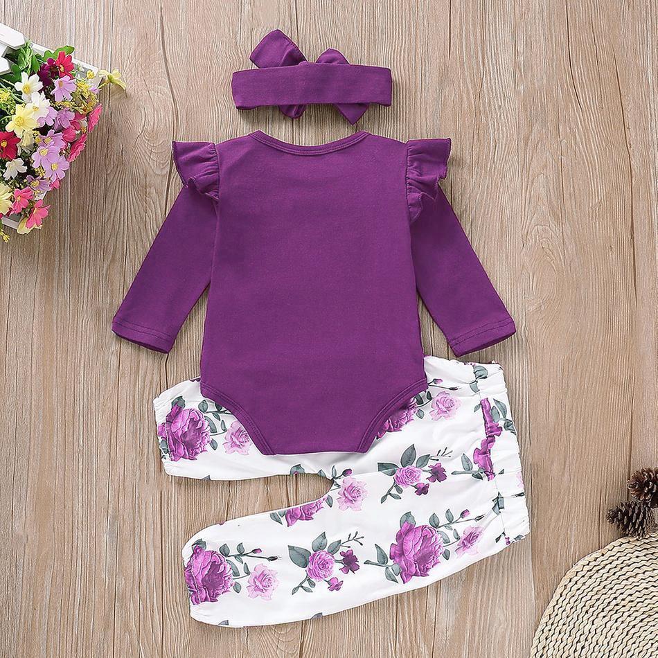 3PCS Lovely Solid Floral Panted Baby Set
