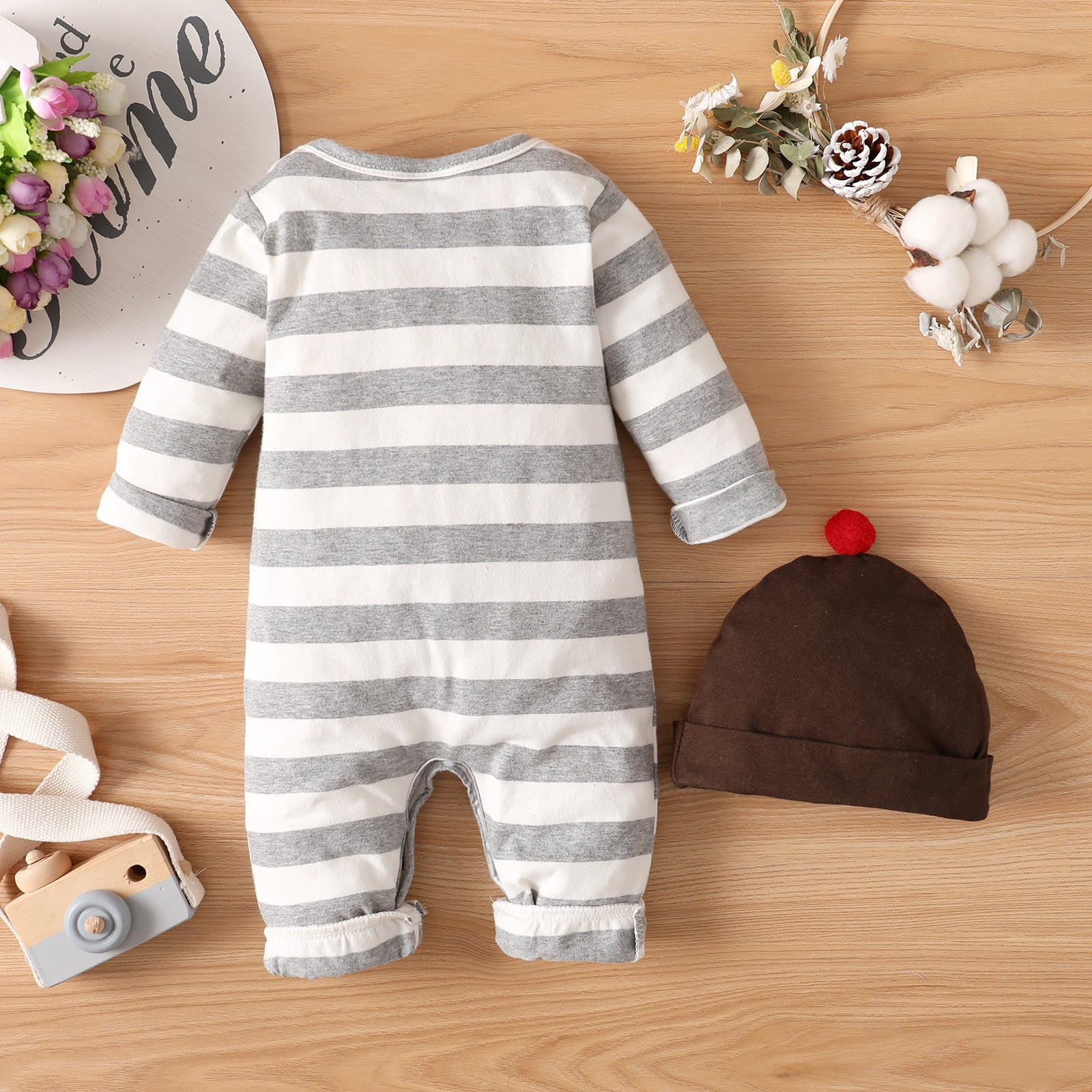 2PCS Thanksgiving Daddy Mommy's little Turkey Letter Printed Baby Jumpsuit