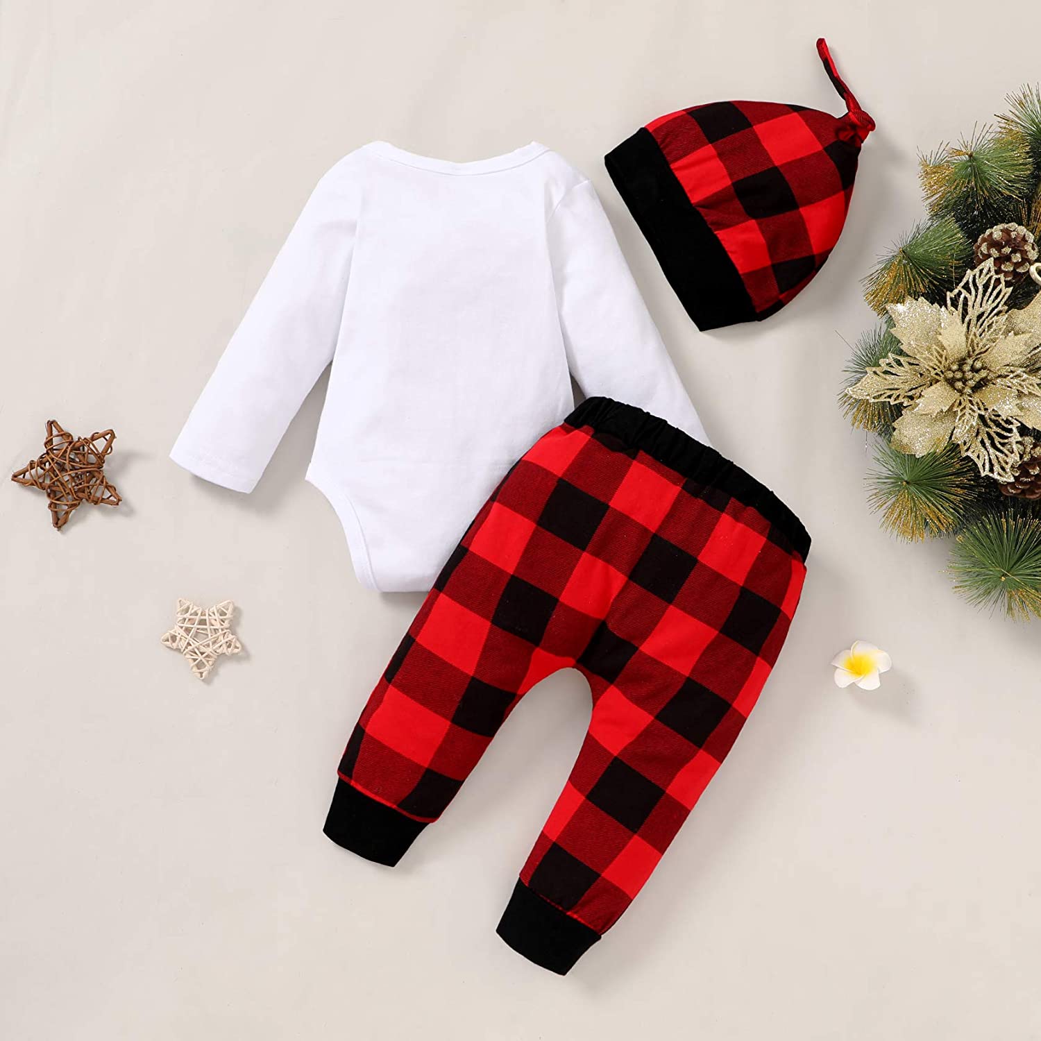 3PCS Lovely My 1st Christmas Elk Printed Baby Set