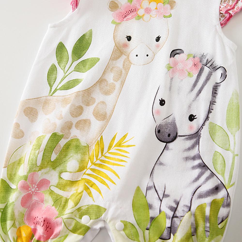 Mameluco Para Bebé Con Estampado De Jirafa De Dibujos Animados Y Cebra