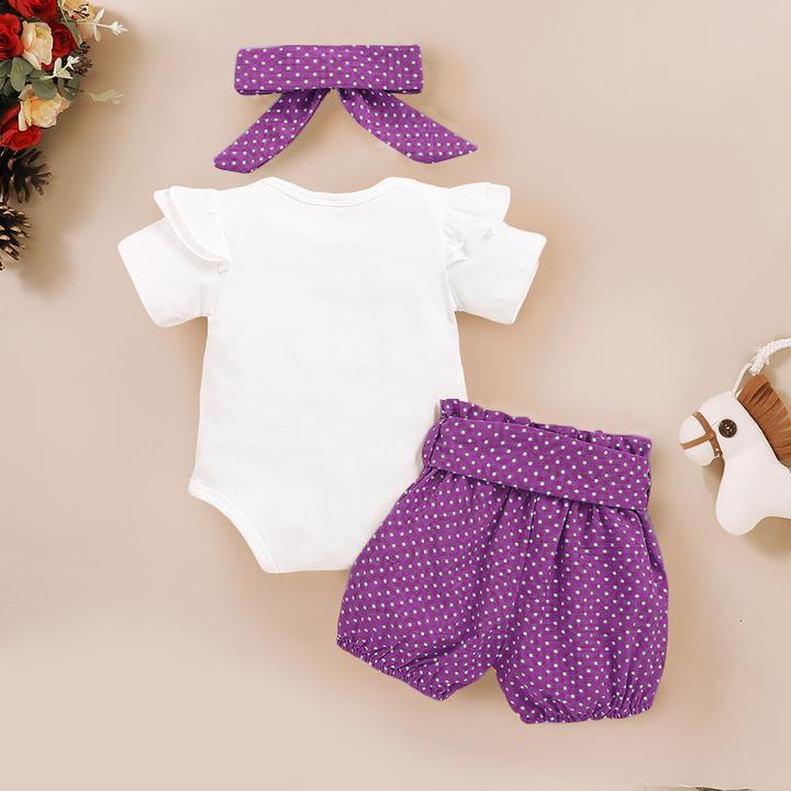 3PCS Isn't She Lovely Polka Dot Printed Baby Set