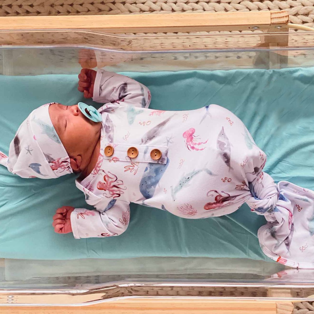 Sac de couchage pour bébé imprimé belle vie marine, 2 pièces, nouveau-né