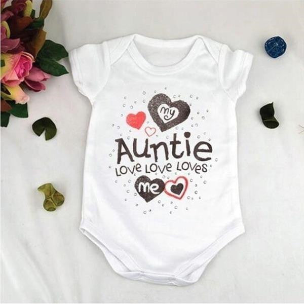 Casual My Auntie Loves Me Printed Boys Girls Infant Romper