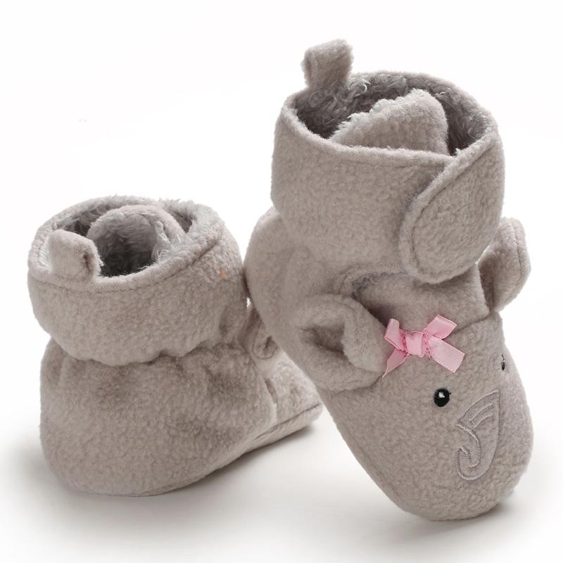 Precioso elefante 3D impreso cálido botas de felpa zapatos de bebé