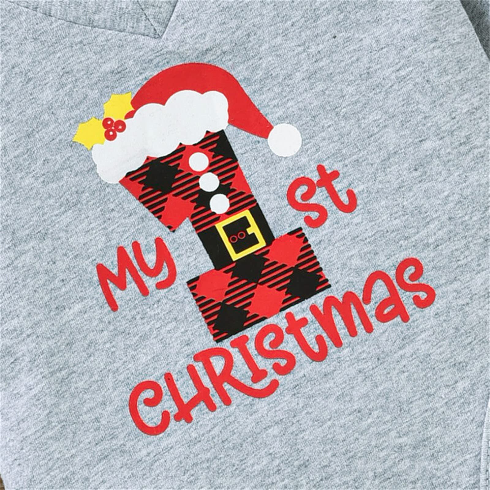 3PCS My First Christmas Letter Plaid Printed Baby Set